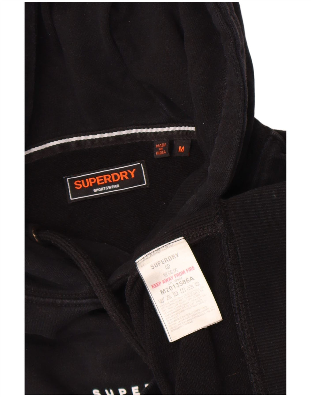 Superdry Herren-Kapuzenpullover aus mittelschwarzer Baumwolle