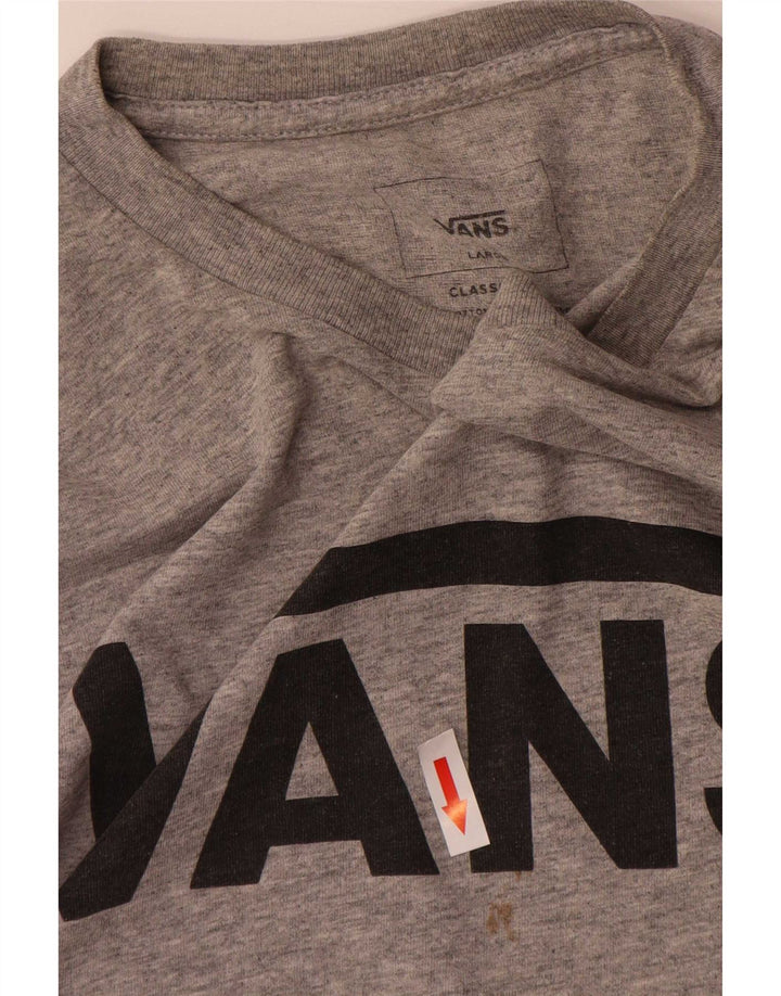 Vans Herren-Oberteil mit klassischer Passform und Grafik, langärmlig, groß, grau gefleckte Baumwolle