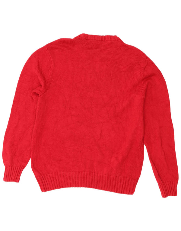 Chaps Herren-Pullover mit Rundhalsausschnitt, Größe L, aus roter Baumwolle