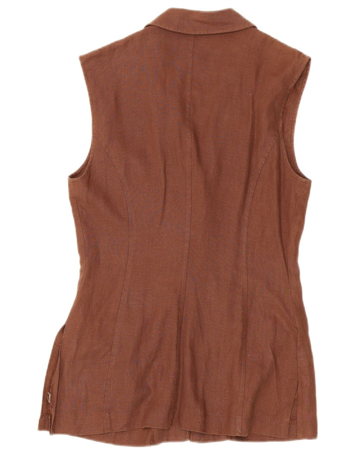 Lecomte Damen-Blazer mit 3 Knöpfen, ärmellos, Gr. 10, Braun