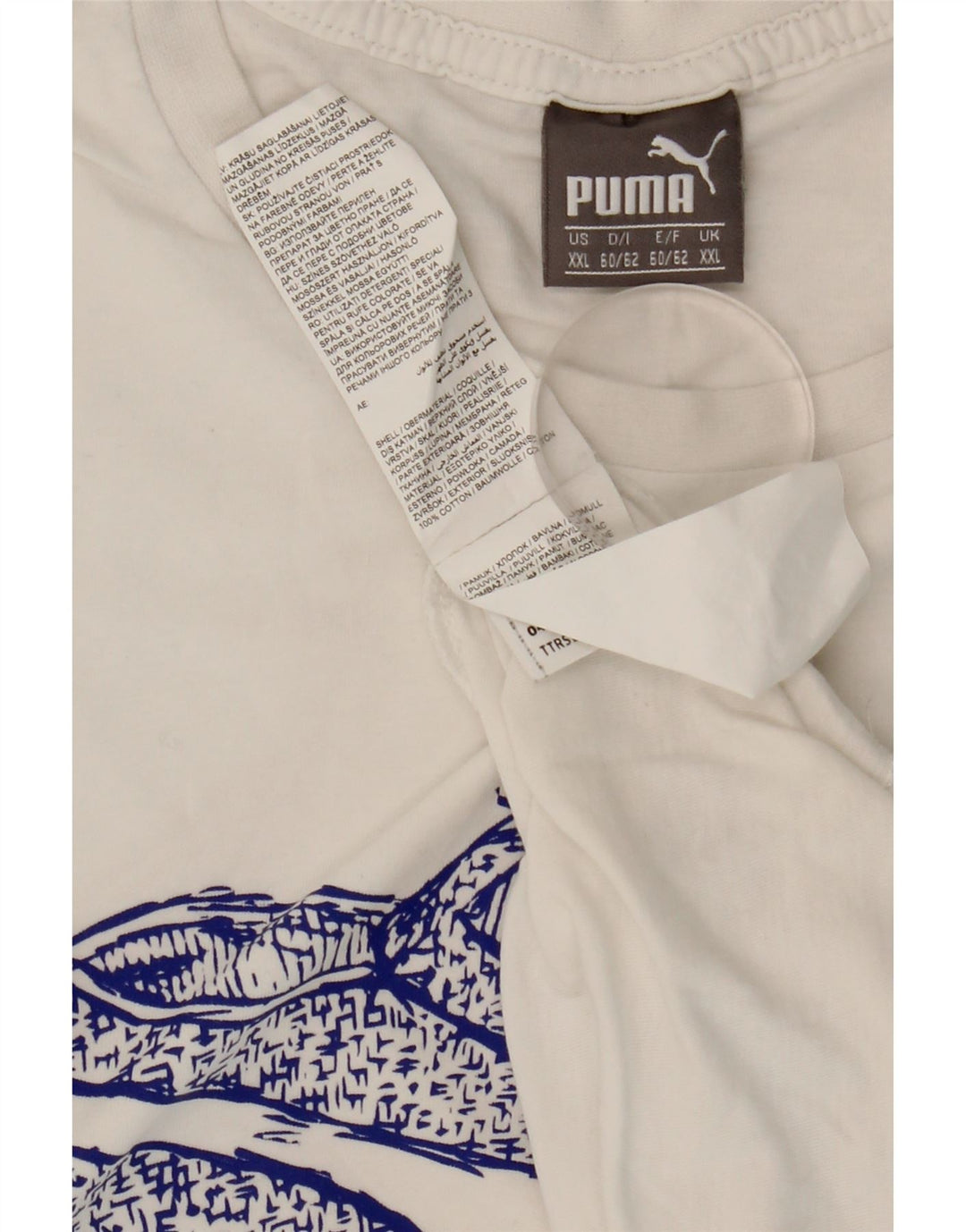 Puma Herren Grafik T-Shirt Top 2XL Weiße Baumwolle