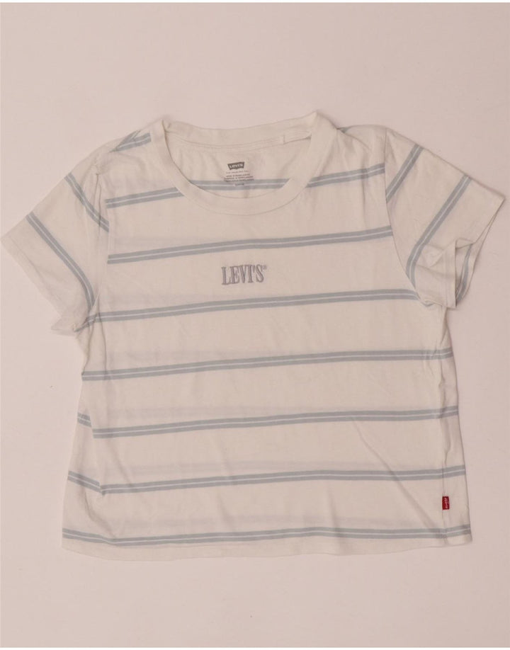 Levi's Damen T-Shirt Top UK 10 Small Weiß gestreift