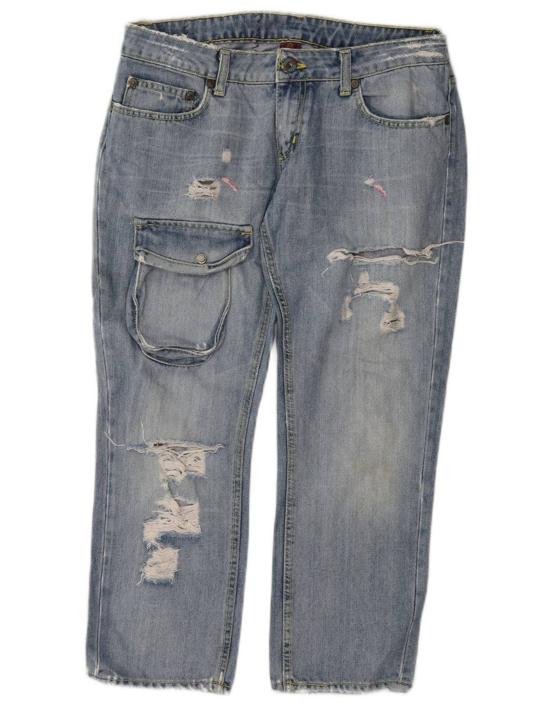 Dondup Damen Cargo Distressed Cropped Jeans W28 L24 Blau