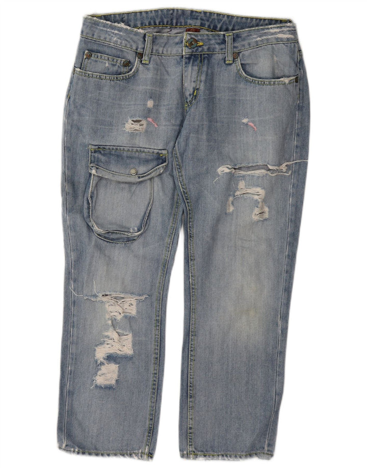 Dondup Damen Cargo Distressed Cropped Jeans W28 L24 Blau