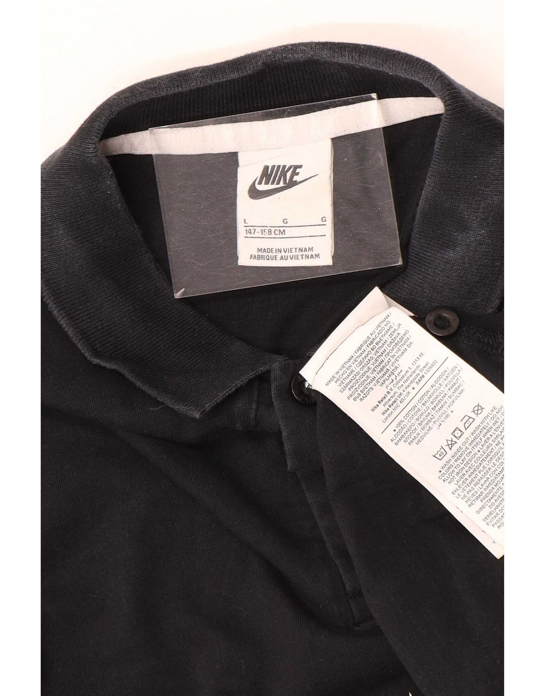 Nike Poloshirt für Jungen, 12–13 Jahre, groß, aus schwarzer Baumwolle