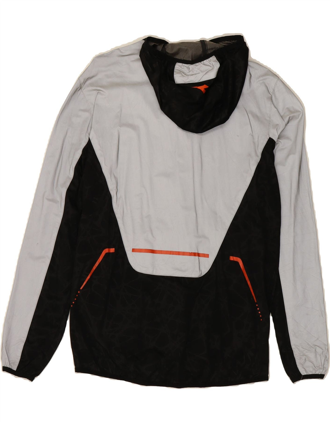 DIADORA Mens Hooded Rain Jacket UK 34 XS Grey Colourblock Polyester Vintage Diadora and Second-Hand Diadora from Messina Hembry 