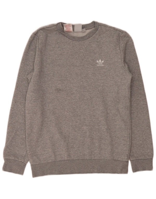 Adidas Sweatshirt-Pullover für Jungen, 13–14 Jahre, grau gefleckte Baumwolle