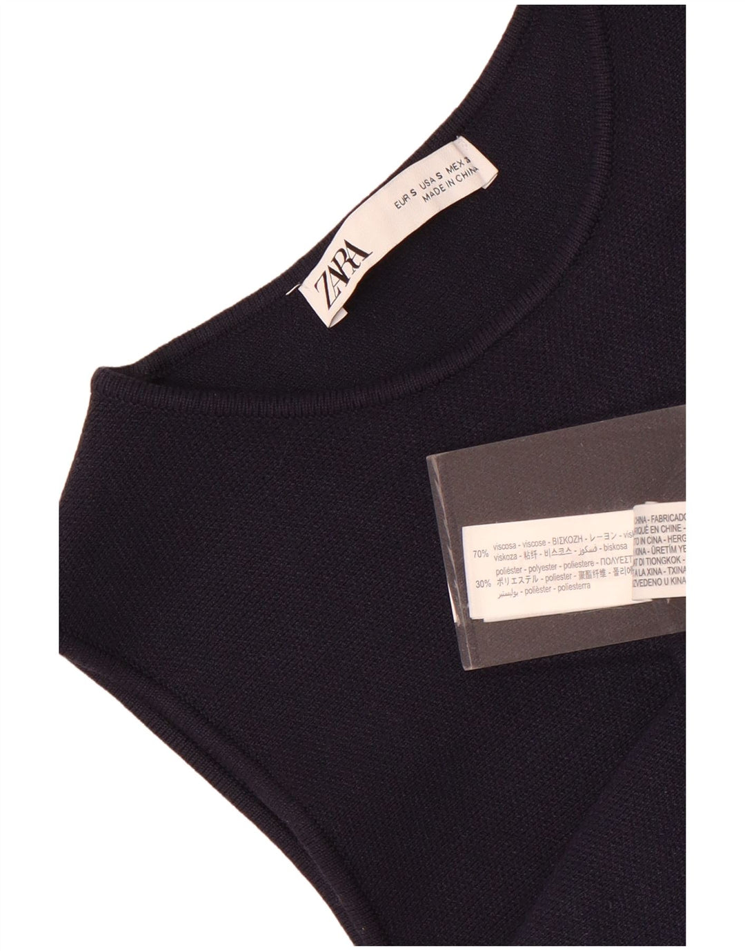 Zara Damen Übergroßes ärmelloses Tunika-Oberteil UK 10 Small Marineblaue Viskose