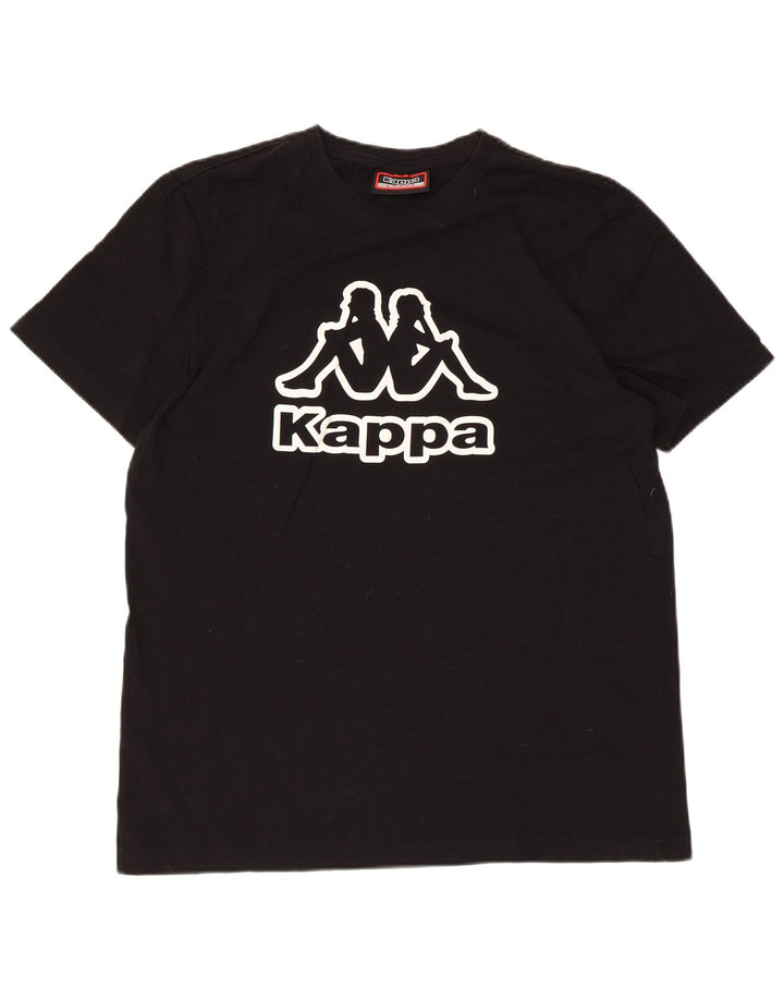 Kappa Damen Grafik T-Shirt Top UK 16 Large Schwarz