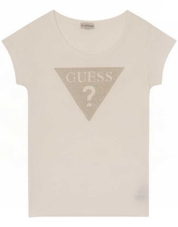 Guess Womens Graphic T-Shirt Top UK 10 Small White Cotton