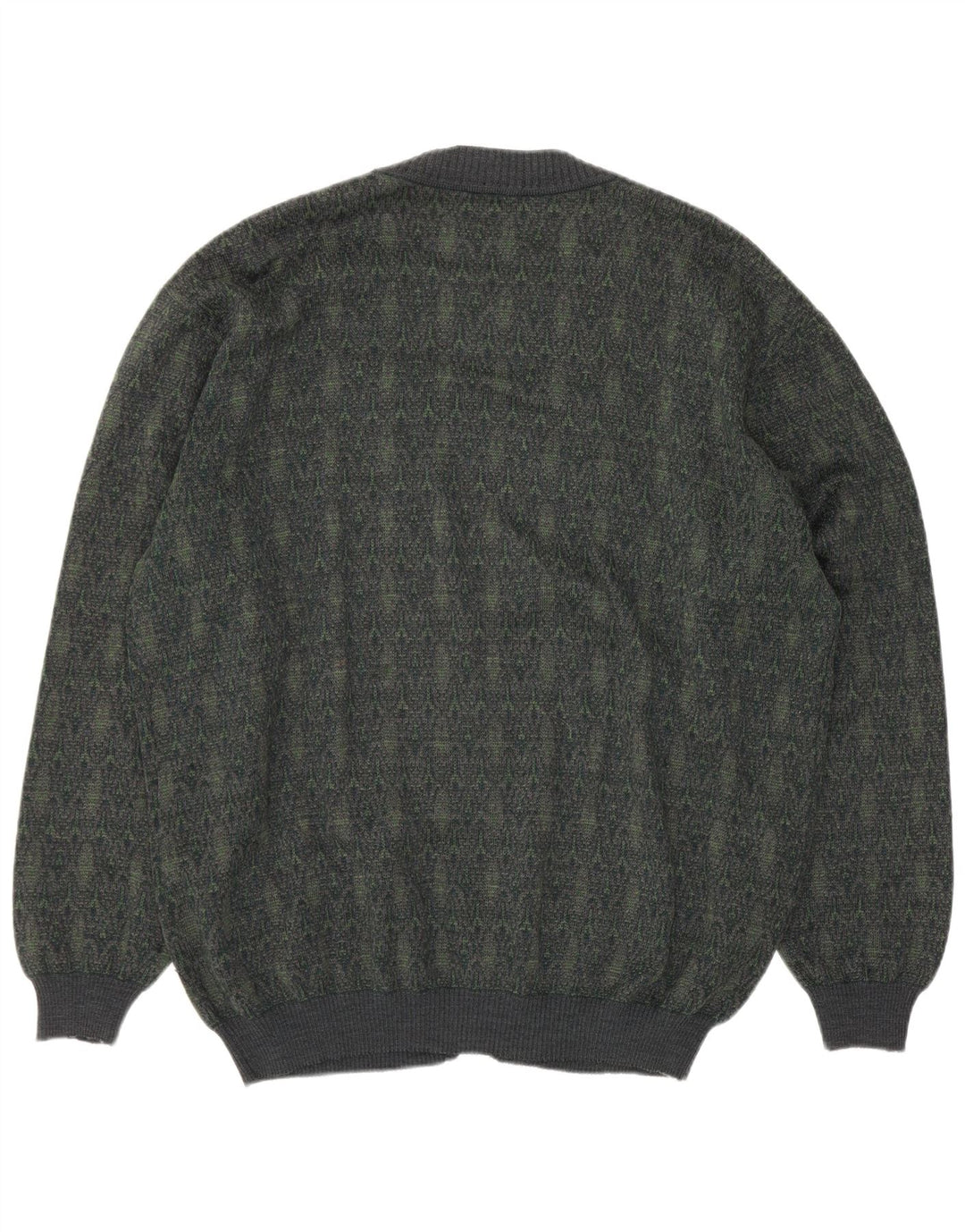 Vintage Herren Cardigan Pullover Große grüne geometrische Wolle
