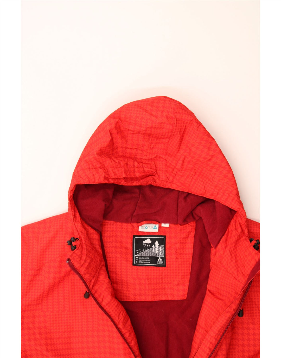 VINTAGE Mens Hooded Windbreaker Jacket UK 42 XL Red Check Polyester Vintage Vintage and Second-Hand Vintage from Messina Hembry 