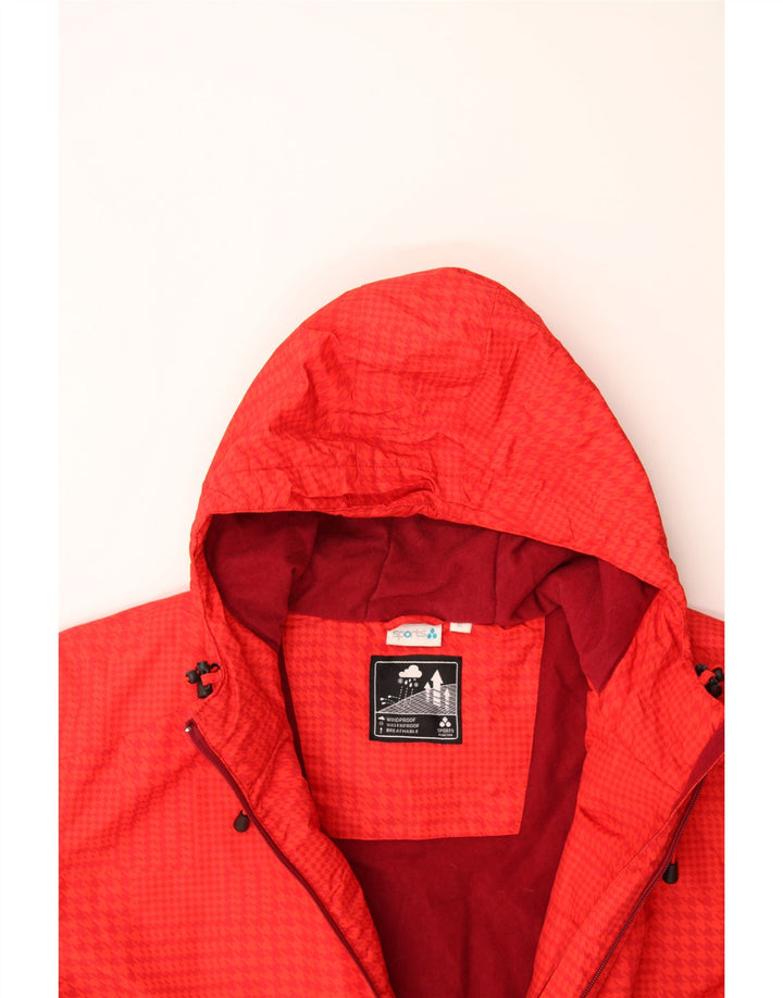 VINTAGE Mens Hooded Windbreaker Jacket UK 42 XL Red Check Polyester Vintage Vintage and Second-Hand Vintage from Messina Hembry 