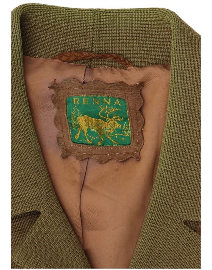Renna Herren-Strick-Wildlederjacke UK 38 Medium Khaki