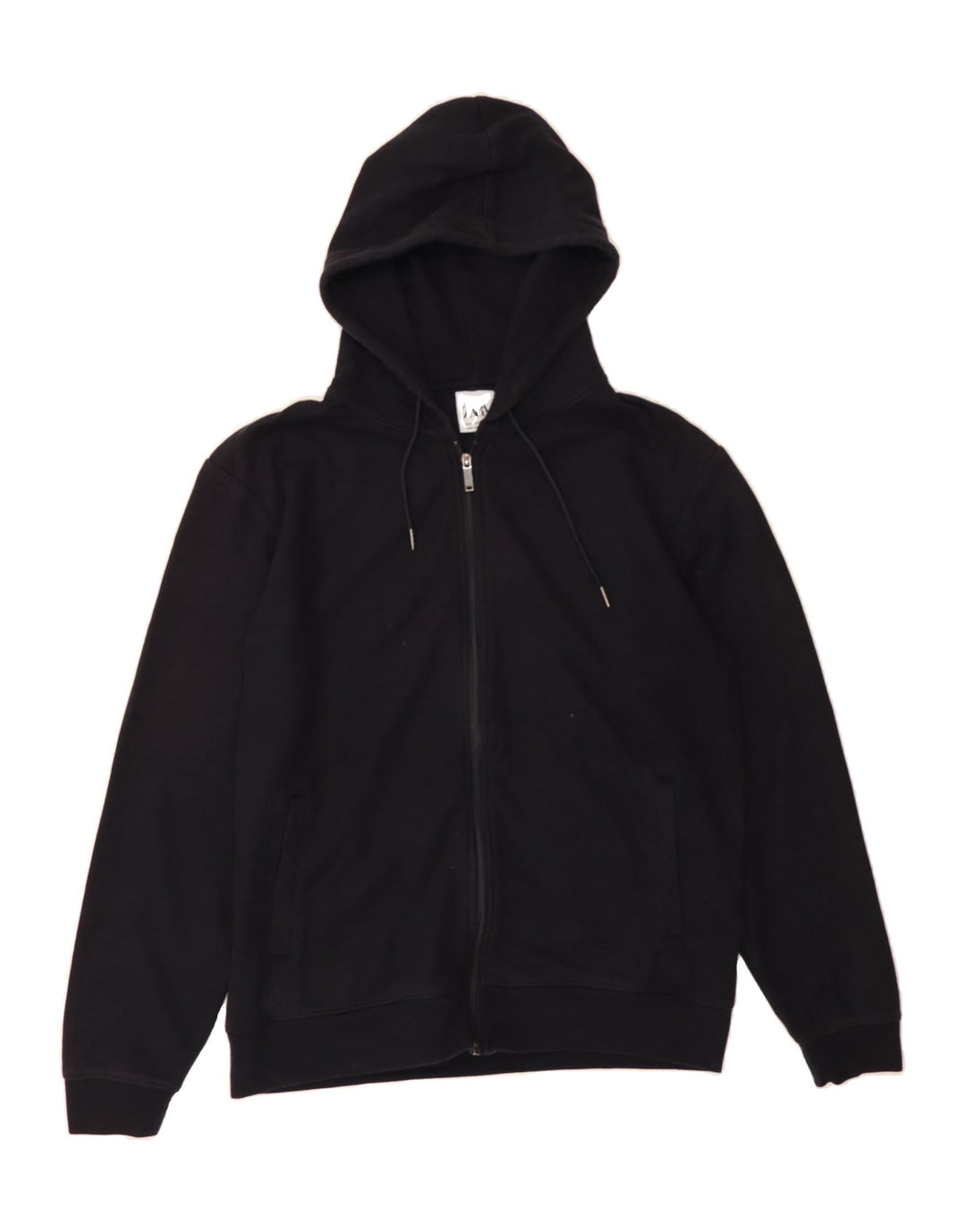 ZARA Mens Zip Hoodie Sweater Medium Navy Blue Polyester Vintage Zara and Second-Hand Zara from Messina Hembry 