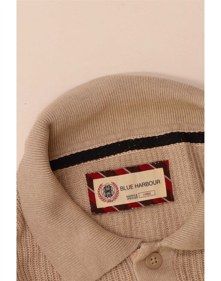 Marks & Spencer Herren-Pullover „Harbor“ mit Rollkragen, Blau, Größe L, Beige
