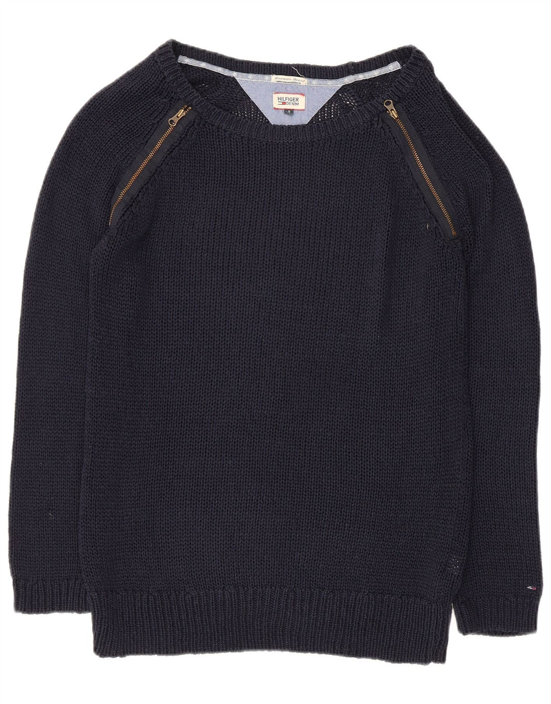 Tommy Hilfiger Damen-Pullover mit U-Boot-Ausschnitt, Gr. 10, Marineblau