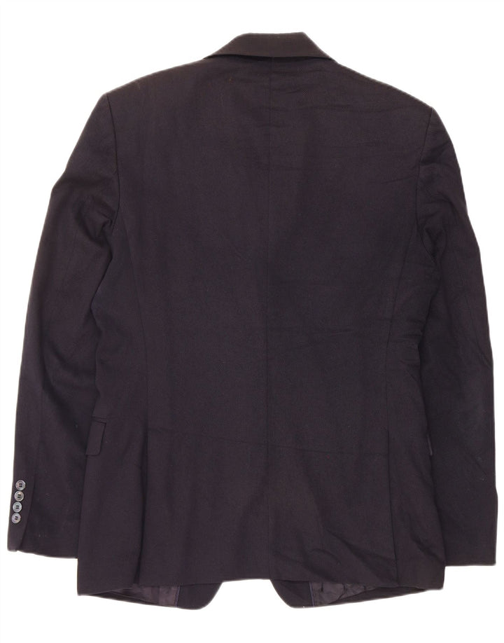 Zara Herren-Blazer mit 2 Knöpfen, EU 48, mittelmarineblaue Baumwolle