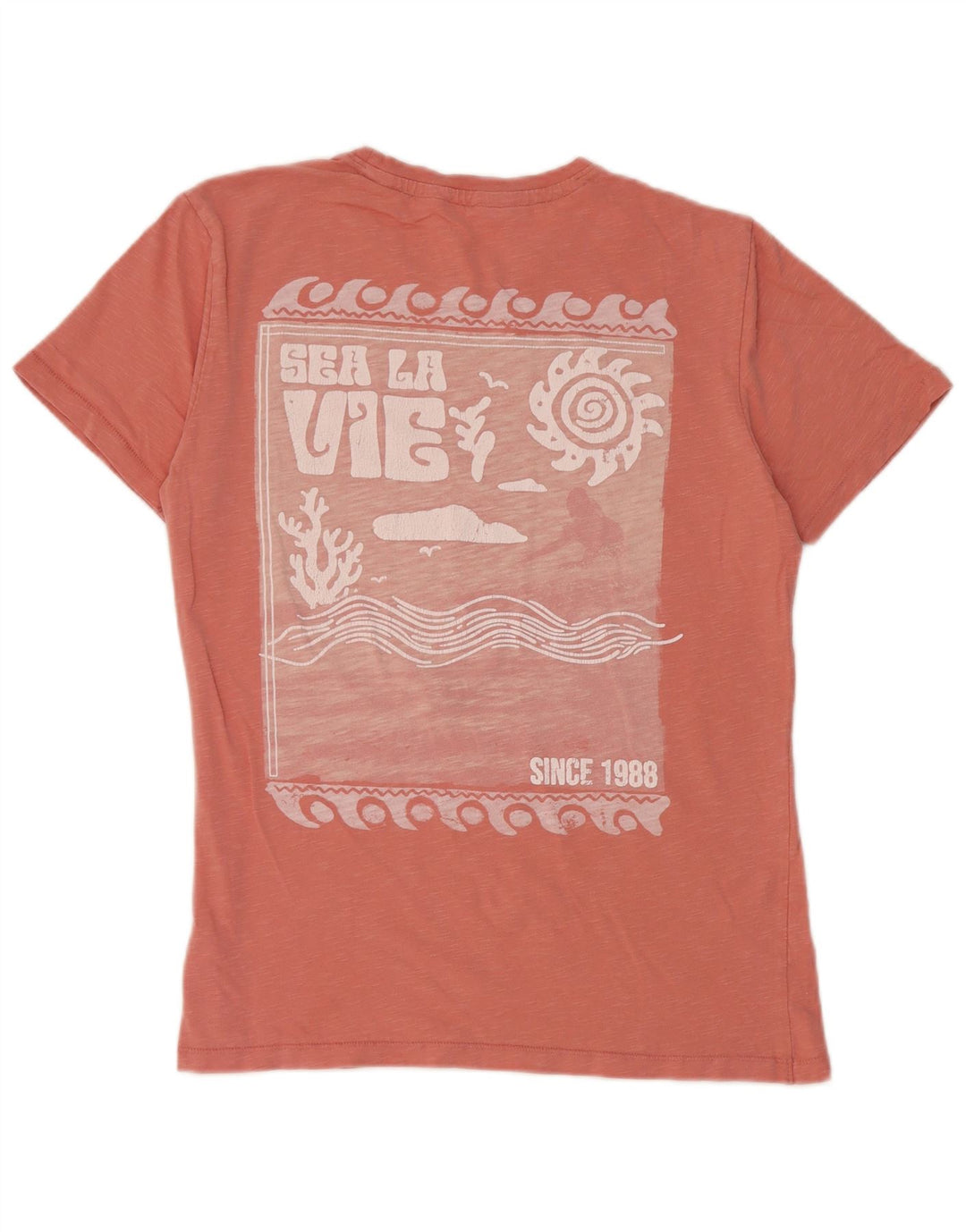 Fat Face Herren-T-Shirt mit normaler Grafik, Größe S, rosa, Baumwolle