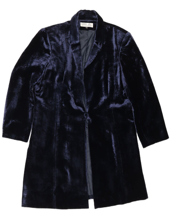 Hardy Amies Damen Longline-Blazer aus Samt, EU 46, XL, Marineblau, Acryl