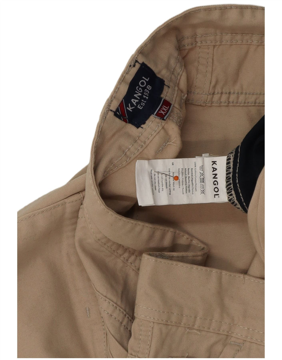 KANGOL Herren Chinoshorts 2XL W42 Beige Baumwolle