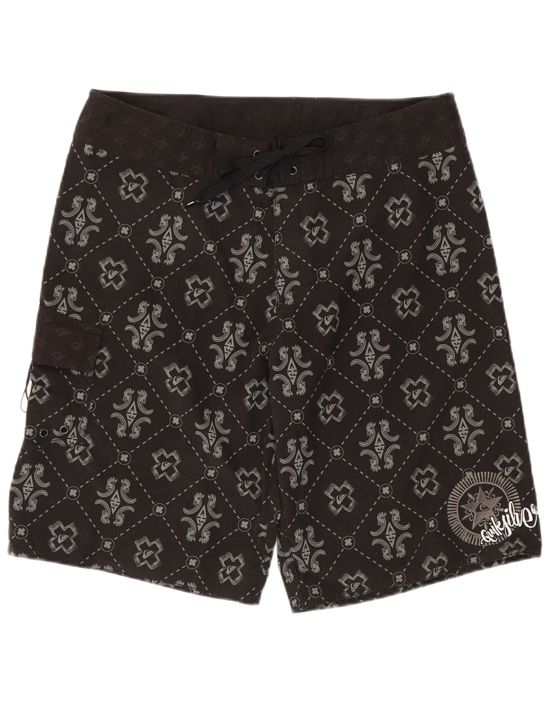 Quiksilver Herren-Badeshorts mit Grafik, groß, schwarzes, geometrisches Polyester