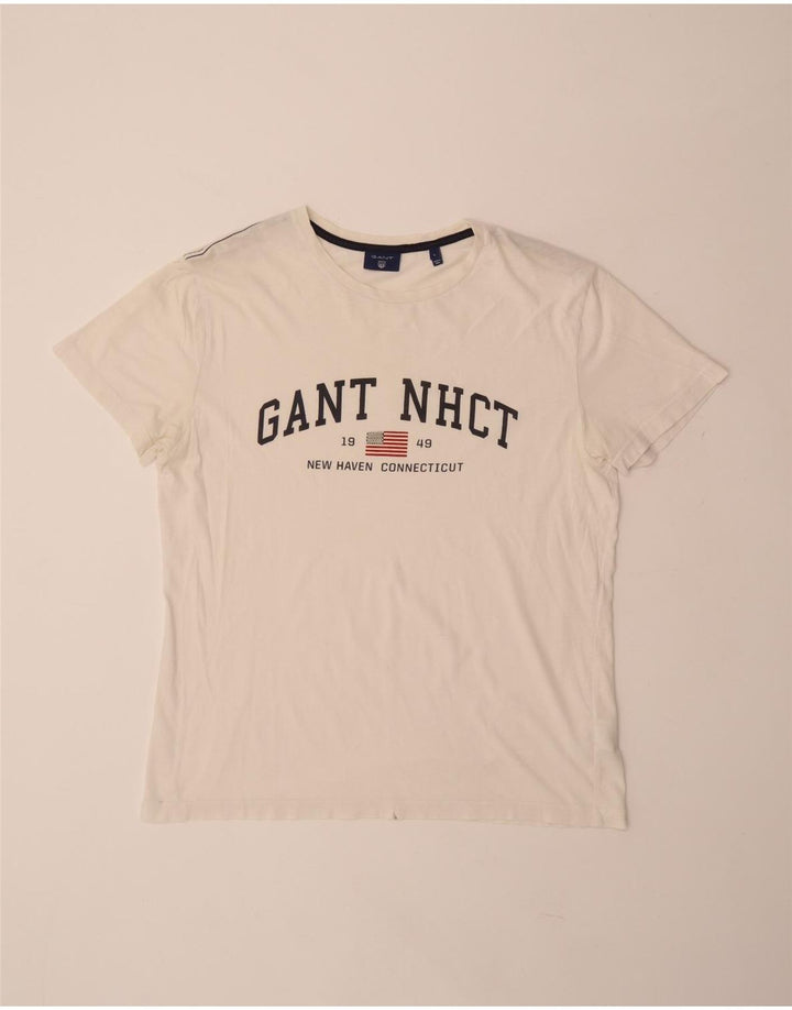 GANT Herren-T-Shirt mit Grafik, Größe L, aus weißer Baumwolle