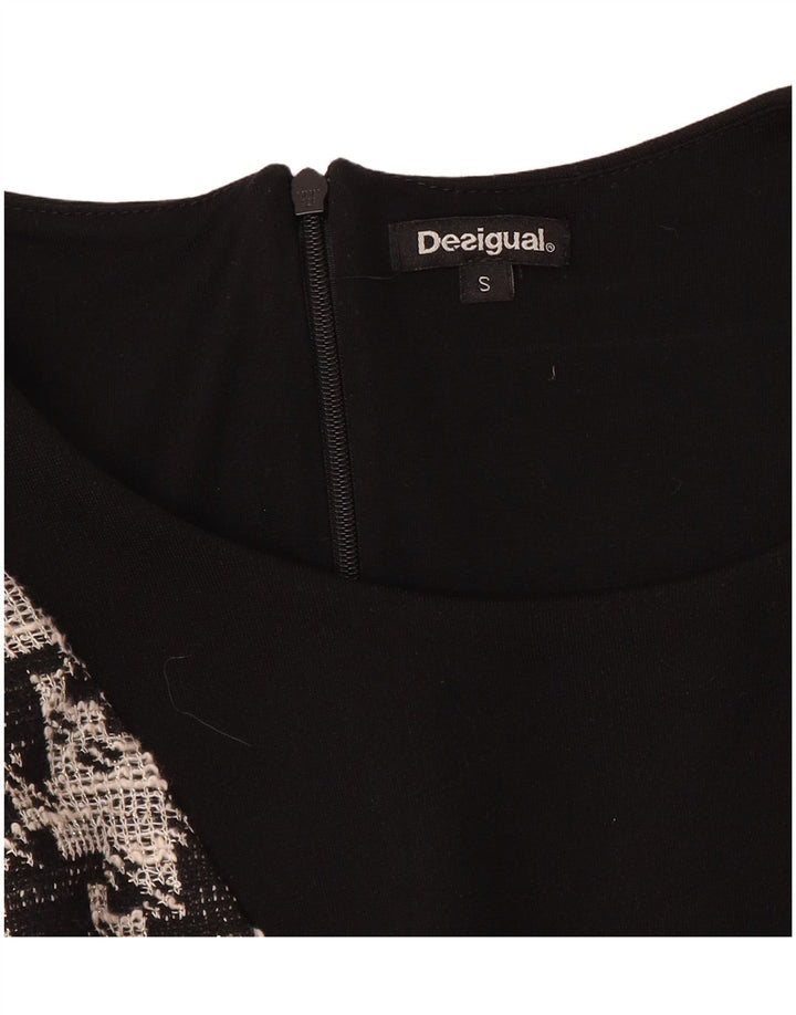Desigual Damen 3/4-Ärmel-Etuikleid, Größe S, Schwarz, Patchwork