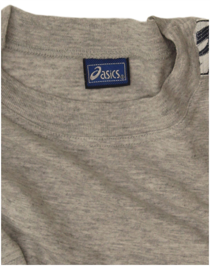 Asics Damen Crop Graphic T-Shirt Top UK 14 Mittelgrau meliert