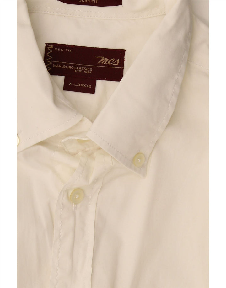 MARLBORO CLASSICS Mens Slim Fit Shirt XL White Cotton Vintage Marlboro Classics and Second-Hand Marlboro Classics from Messina Hembry 