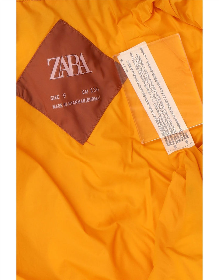 Wattierte Jacke mit Kapuze von Zara für Mädchen, 8–9 Jahre, braunes Colourblock-Polyamid