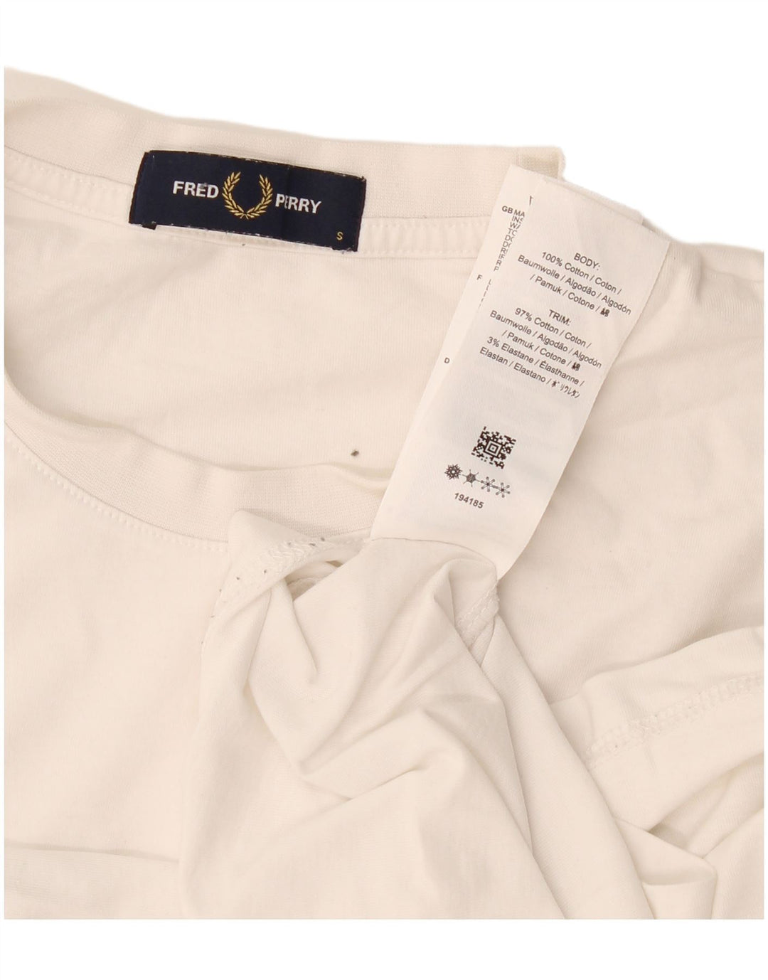 Fred Perry Herren-T-Shirt mit Grafik, Größe S, weiße Baumwolle