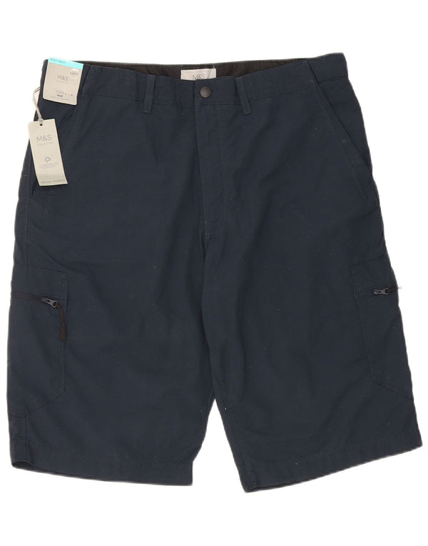 Marks & Spencer Herren-Cargohose W34, Größe L, marineblau, Baumwolle