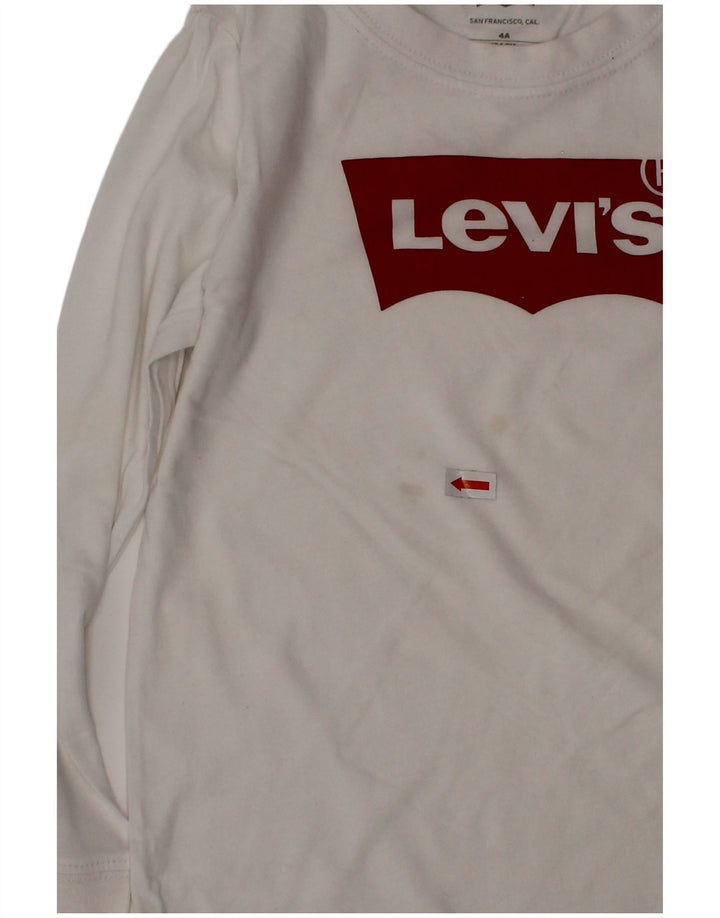 LEVI'S Boys Graphic Top Long Sleeve 3-4 Years White Cotton