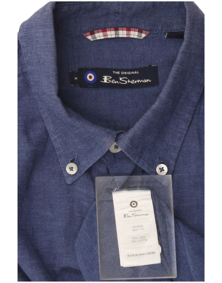 BEN SHERMAN Herrenhemd Medium Marineblau Leinen