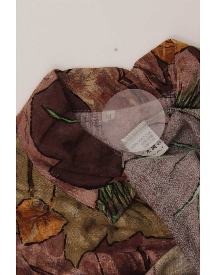 Vintage Damen-Hemd UK 14 Medium Mehrfarbige Viskose mit Blumenmuster