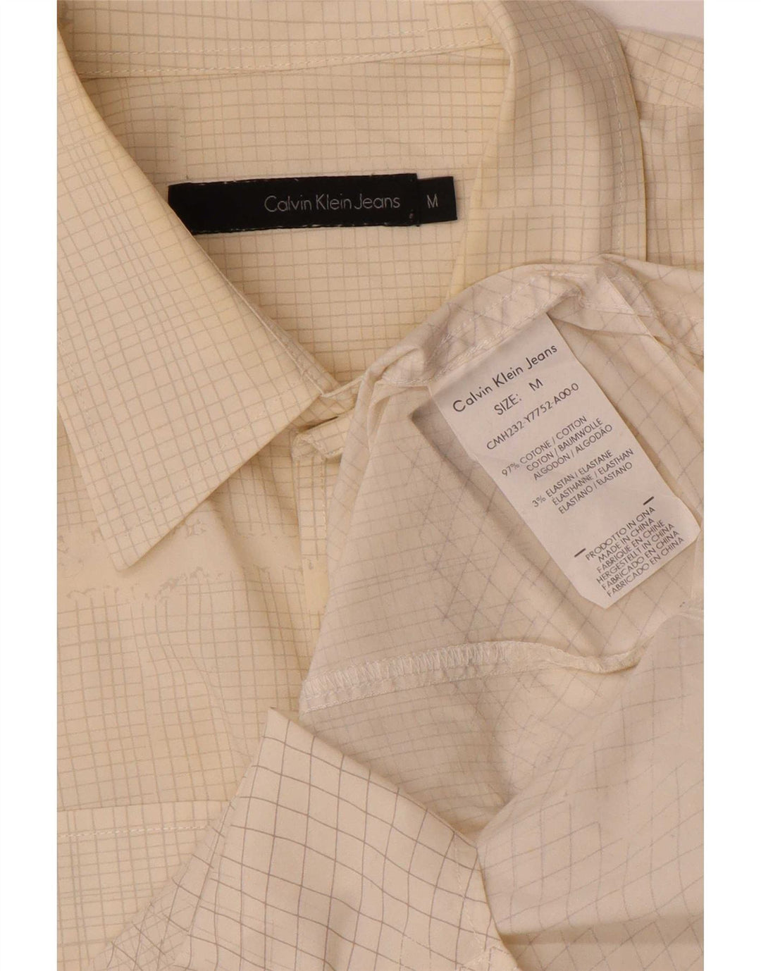 Calvin Klein Jeans Herrenhemd Medium Off White Check Cotton