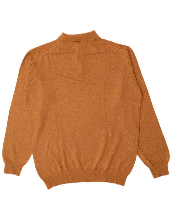 Breuninger Mens Polo Neck Jumper Sweater IT 56 2XL Brown Merino Wool