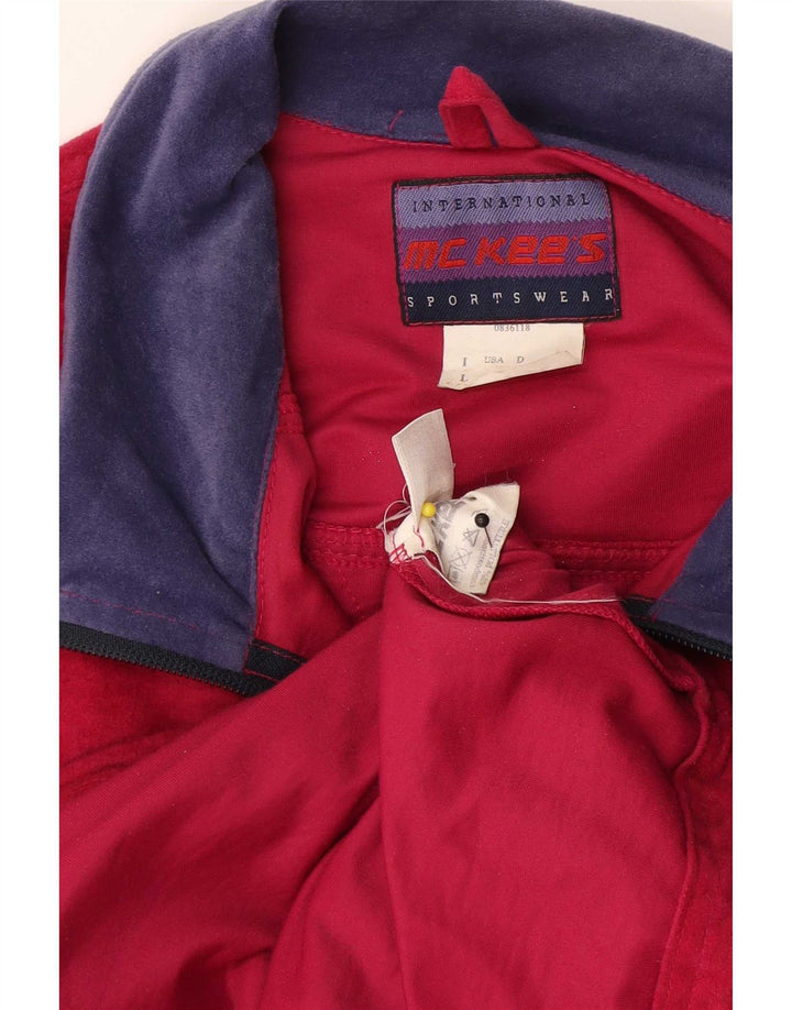 MC Kee's ärmellose Herren-Trainingsjacke aus Velours, groß, rosa, Farbblock