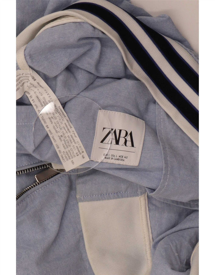 Zara Herren Bomberjacke UK 40 Große blaue Baumwolle