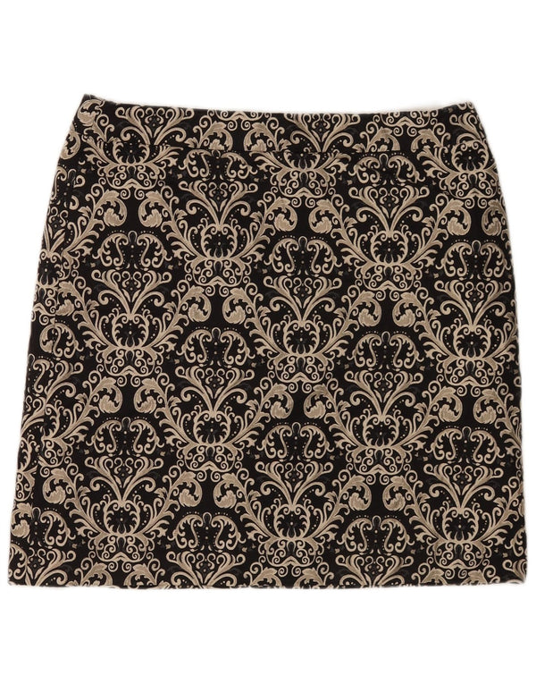 Marks & Spencer Damen Minirock UK 14 Large W34 Gold Paisley Polyester