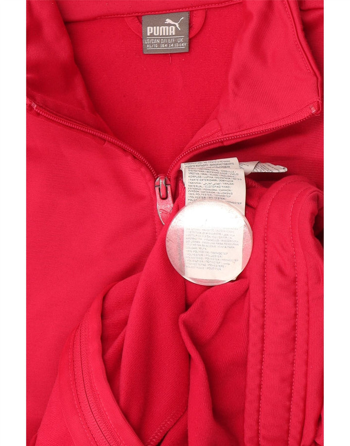 Puma Mädchen-Trainingsanzug-Top-Jacke, 13–14 Jahre, rosafarbenes Farbblock-Polyester