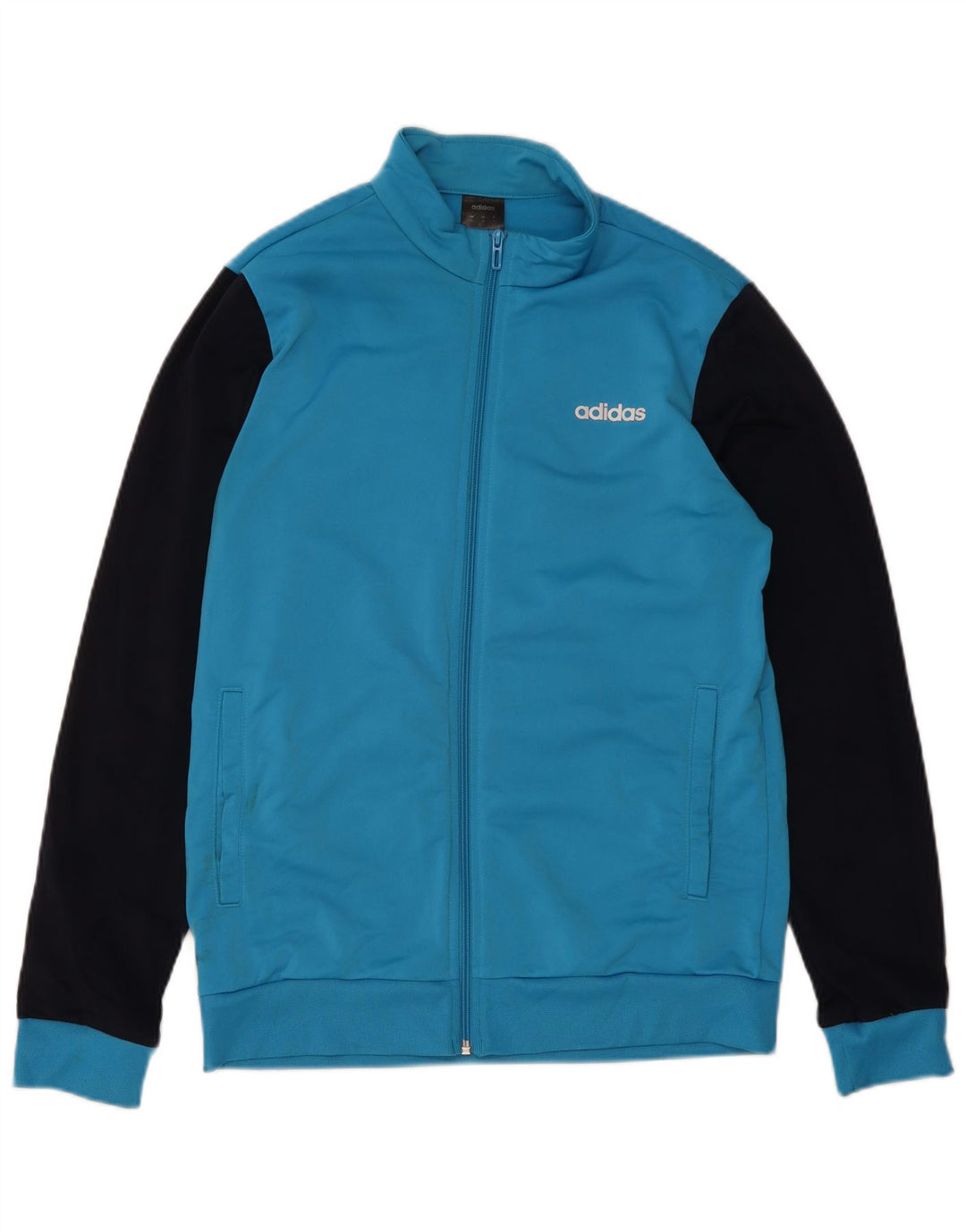 Adidas Herren-Trainingsanzug mit grafischem Oberteil, Mittelblaues Farbblock-Polyester