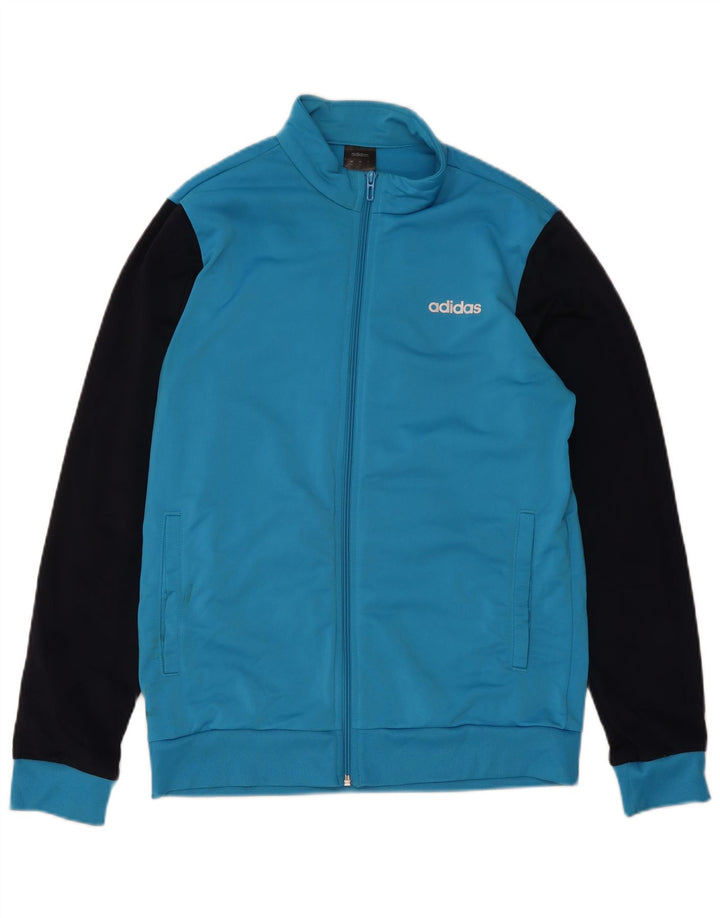 Adidas Herren-Trainingsanzug mit grafischem Oberteil, Mittelblaues Farbblock-Polyester