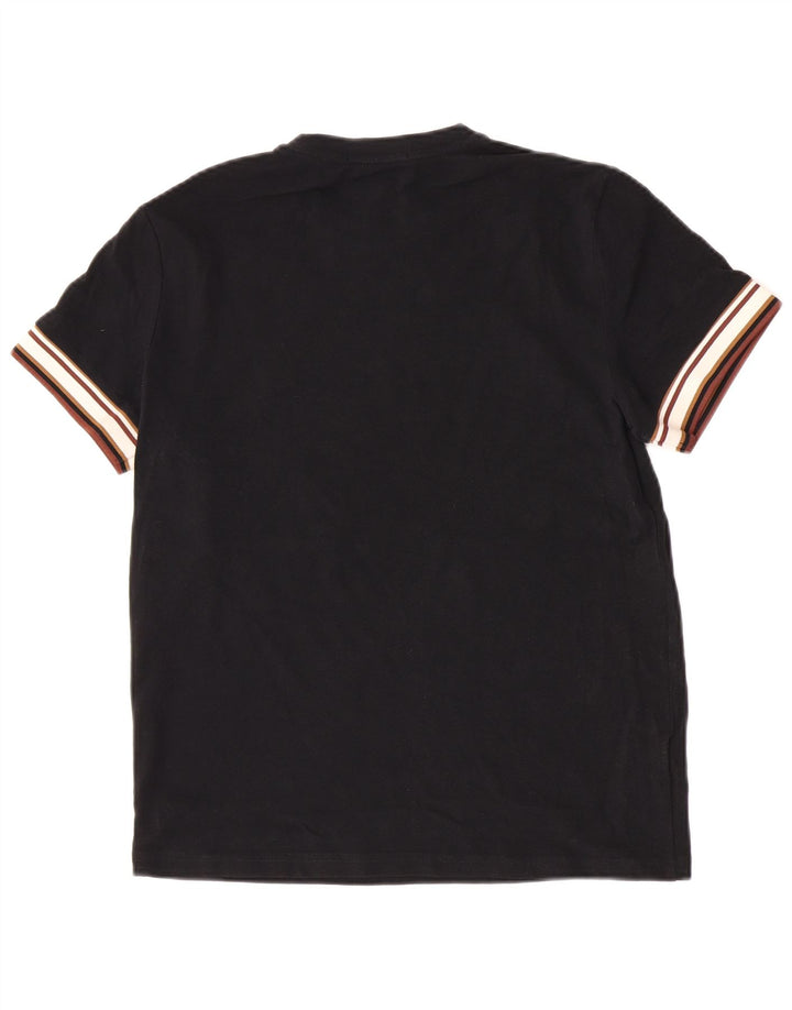 Fred Perry Herren-T-Shirt-Oberteil aus mittelschwarzer Colourblock-Baumwolle