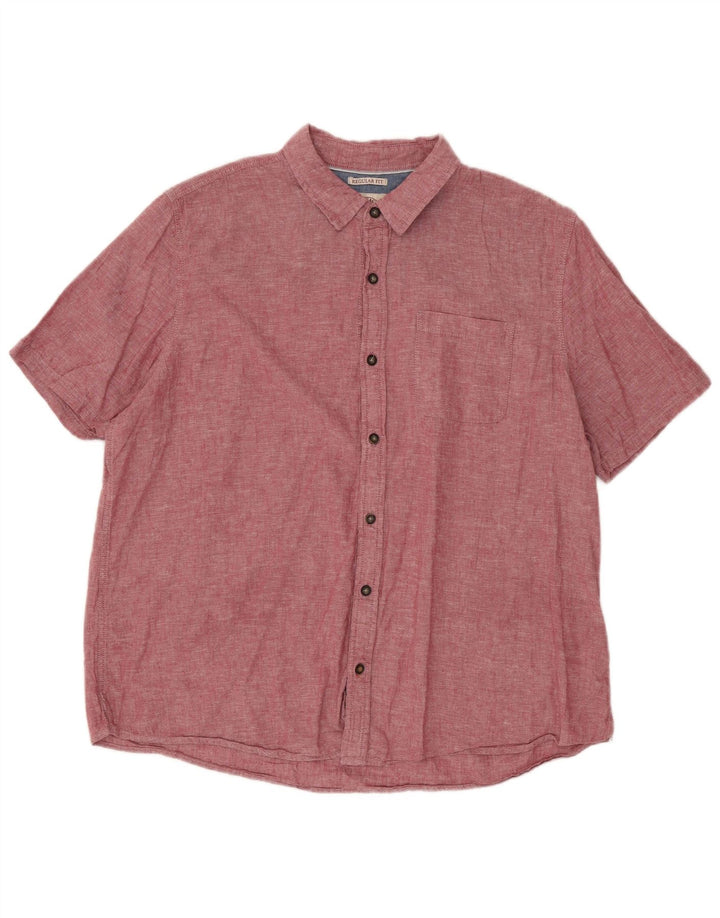 Fat Face Herren-Hemd, kurzärmelig, reguläre Passform, 2XL, rote Baumwolle