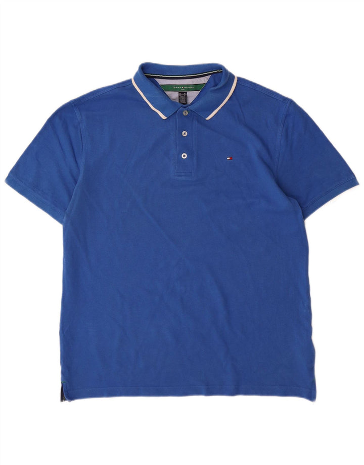 Tommy Hilfiger Herren-Poloshirt aus mittelblauer Baumwolle