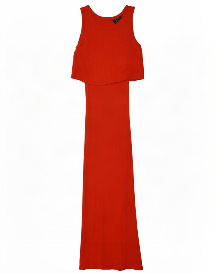 Topshop Damen ärmelloses Maxikleid UK 8 Small Rot