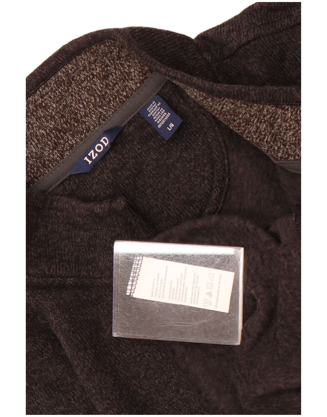 Izod Herren-Pullover mit Reißverschluss am Hals, großes graues Polyester