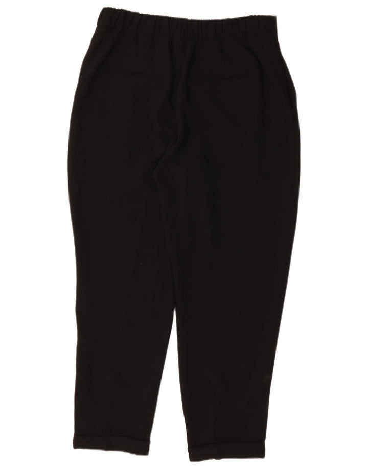 Zara Damen-Hose mit hohem Bund, kurz geschnitten, Größe L, W32, L25, Schwarz, Polyester